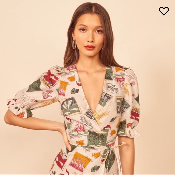 🍒NWT Reformation Carmelo Wrap Dress in Vacaciones - Picture 3 of 10